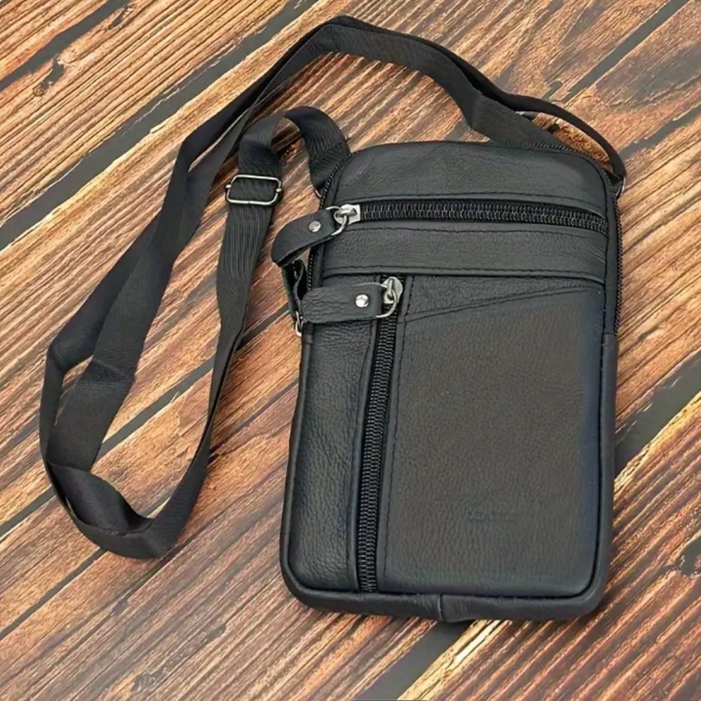 Men’s Leather Phone Bag Black